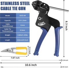 Heavy Duty Outdoor Stainless Steel Cable Tie Tool Gun Set +200pcs Metal Zip Ties