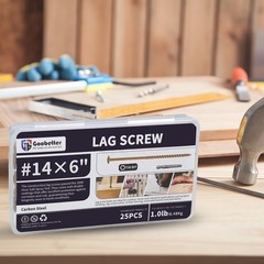 Lag Screws 6 Inch, 25PCS Heavy Duty Construction Screw, Structural Wood Screw