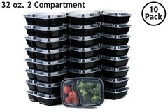 10 Set Microwavable Food Containers with Lids BPA Free Reusable Meal Prep 32 Oz.