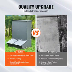 Hog Feeder, 3.7Bushel Capacity, Double Door, Heavy Duty Steel, Multipurpose for