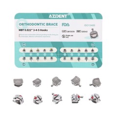 AZDENT Dental Orthodontic Metal Brackets Braces ROTH/MBT 0.022 Hook 345 CE FDA