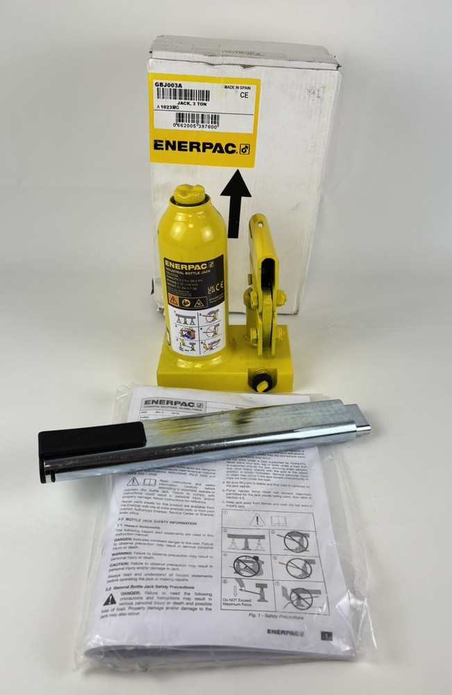 Enerpac 3.3 Ton Industrial Bottle Jack GBJ003A 4.13” Stroke 55PV40