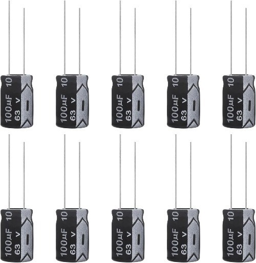 100uF 63V 8x12mm Aluminum Electrolytic Capacitor 100 MFD 63 Volt 0.32×0.47in 10