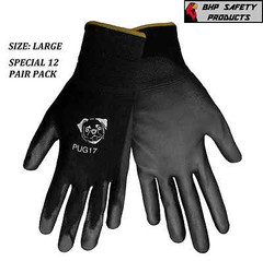 (12 PAIR) GLOBAL GLOVE PUG17-L POLYURETHANE COATED ANTI-STATIC WORK GLOVES LARGE