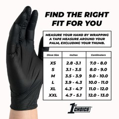1st Choice Black Nitrile Gloves Box of 100 Large (Pack 100),
