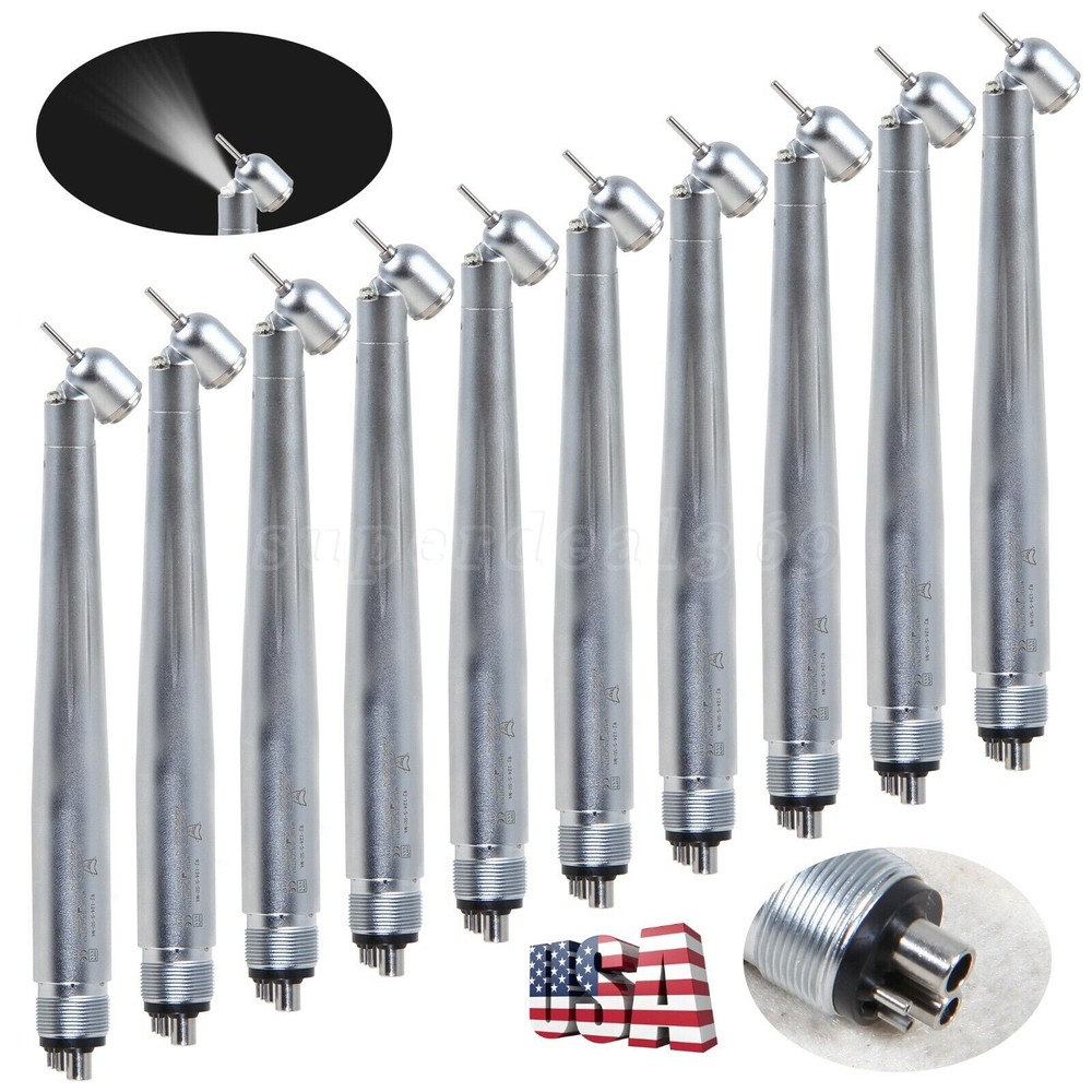 1/10PCS Dental 45° Degree High Speed Handpiece LED E-generator / No LED 4 Holes
