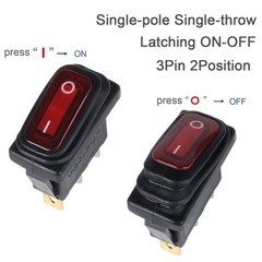3 PCS Waterproof 110V 120V AC Rocker Switch Red Light SPST 3 Pins On Off
