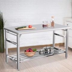 Kitchen Work Table Stainless Steel 60x24x31.5In Adjustable Height Workstation
