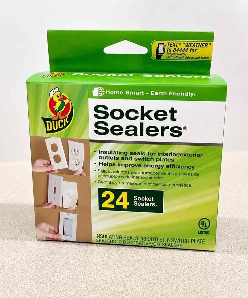 Duck Brand 24 Pack Socket Sealers Switch Plates or Outlets NEW