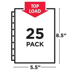 Avery Diamond Clear Heavyweight Sheet Protectors 8.5″ x 5.5″ 25ct