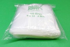 100 Zippit RELOC 6×10 Heavy Duty 4Mil Clear RECLOSABLE PLASTIC BAGS 6″ x 10″