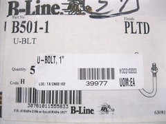 B-Line Systems B501-1 Plated U-Bolts & Nuts 1/4″-20 x 3″ Qty 43