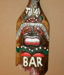 Tropical Island Theme Restaurant Handmade Wood Tiki Wall Decor, Salty Pirates 3