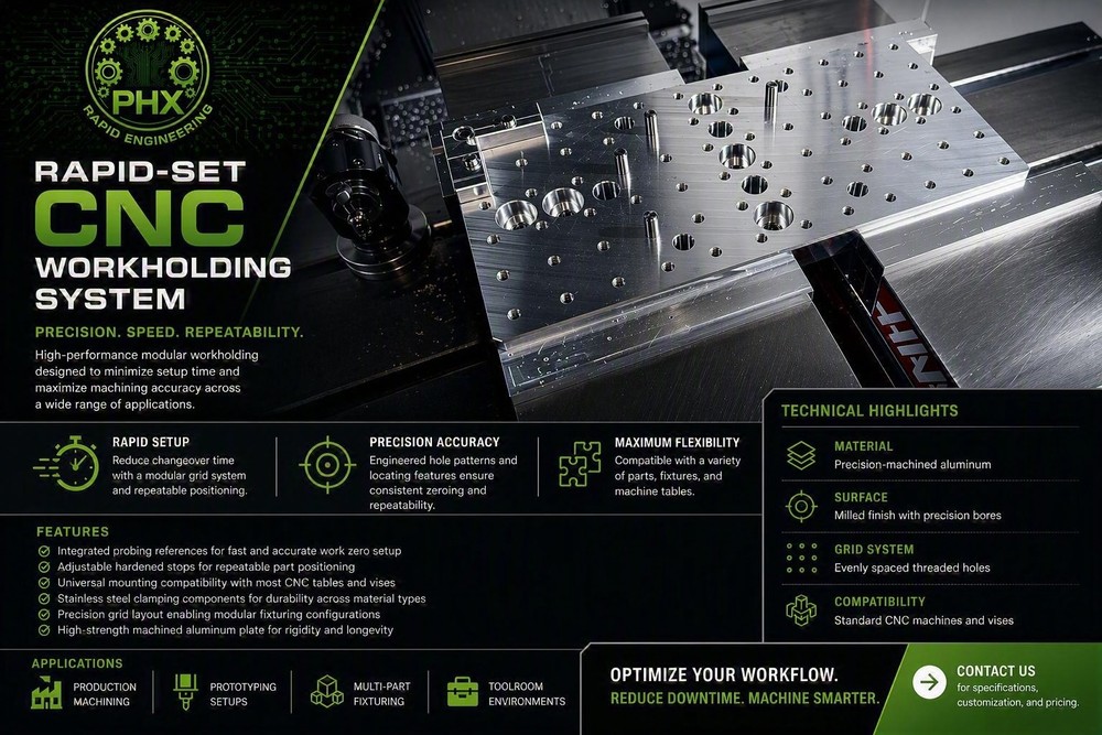 CNC Machining Rapid-Set Workholding System, Precision Modular Quick-Setup