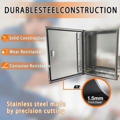 12x10x6″ 304 Stainless Steel Enclosure IP66 Waterproof and Dustproof Metal Box