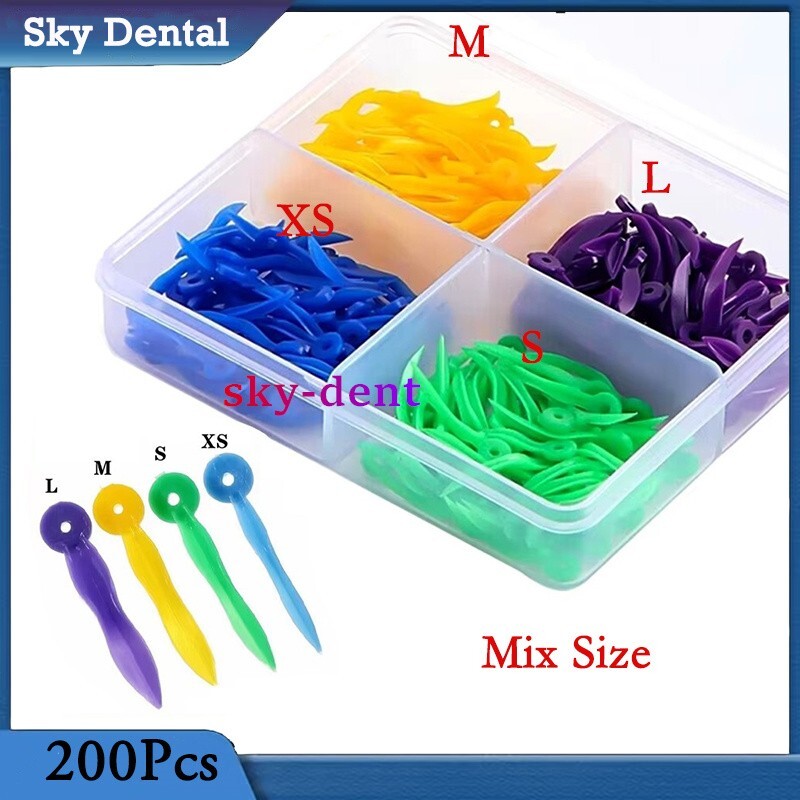 Dental Disposable Tooth Gap Wedges with End Hole Plastic Wave Shape Wedges 4Size