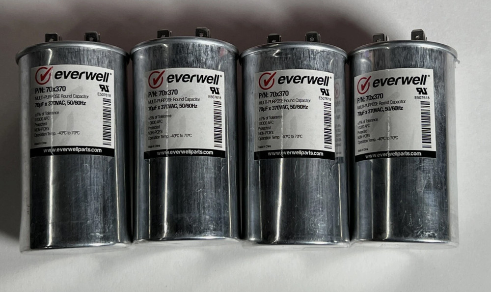 4 PCS 70uf x 370 VAC Multi-Purpose Run Capacitor, 50/60Hz ±5 % of Tolerances
