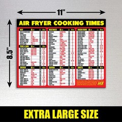 Air Fryer Magnetic Cheat Sheet – Large Print Easy to 11 x 8.5 inches, Red