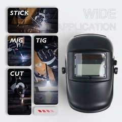 True Color Solar Auto Darkening Welding Helmet, 3.62″ View, Arc Tig Mig 1/25000s