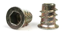 EZ-LOK Die Cast Zinc Flange Hex-Drive Threaded Inserts for Wood – 1/4″-20