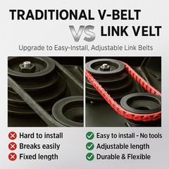 High-Performance 5FT Power Twist V Belt 3/8” Wide, Red & Durable Composition