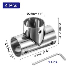 4Pcs Tee Structural Pipe Connectors 1″ Fit Pipe Dia 3 Way