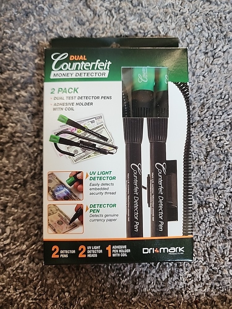 Dri-Mark® Dual-Test Counterfeit Detection Pens With UV LED Light Black #490