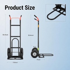 AIRAJ Heavy-Duty Hand Truck with Solid Rubber Tires 600-Pound Capacity Carbon
