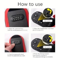 Key Storage Box with 4-Digit Password Lock Secure Plastic Key Safe Box Red