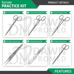 19 Pieces Practice Suture Kit with Pad for Medical Veterinary Student Training