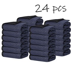 80″x72″ Furniture 24 Moving Blankets Protective Shipping Packing Pads Blue/Black