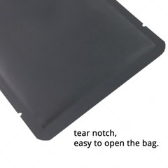 Multi-Size Both-Sided Matte Black Aluminium Mylar Open Top Bag w/ Tear Notches