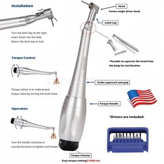 Dental Universal Implant Kit Torque Wrench Contra Angle Handpiece & 16 Drivers