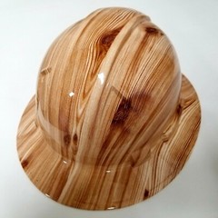 New Full Brim Hard Hat Custom Hydro Dipped in REAL LOOK PLYWOOD NEW OSHA APR