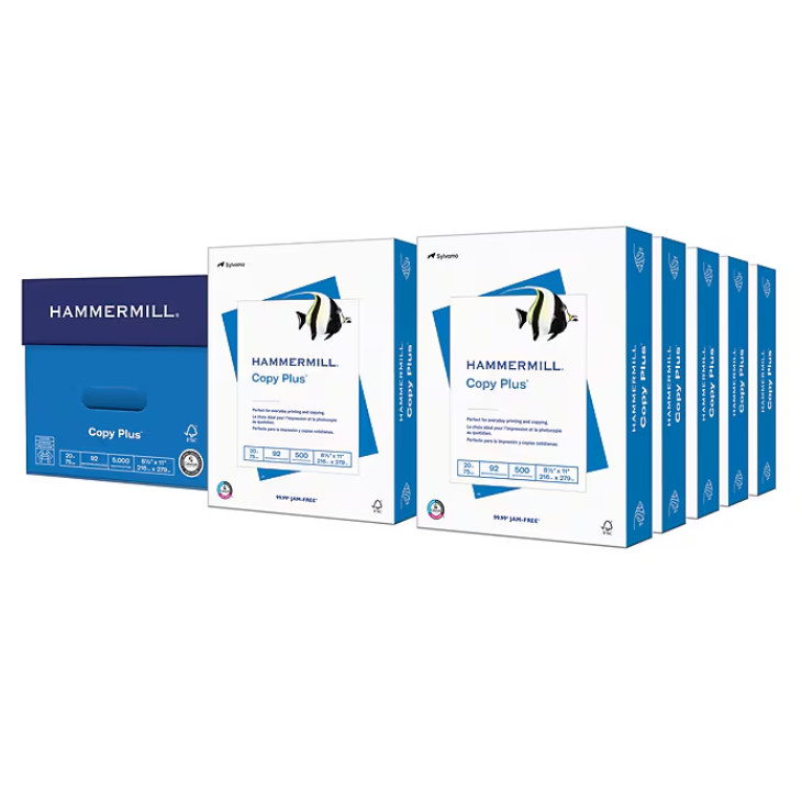 NEW US Hammermill Copy Plus 8.5×11 Copy Paper 20lb 92 Bright 5000 Sheets Carton