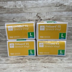 *4 Boxes* MEDLINE FITGUARD ES Stretch Vinyl Exam Gloves Size: LARGE, MANF: 10/21