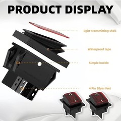 2 Pack 30A Rocker Switch – 125V/250V AC Waterproof Toggle Switch with Red LED…