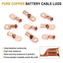 Heavy Duty 0 Gauge Copper Lugs 1/0 AWG 5/16 Ring Terminals Battery Cable Ends