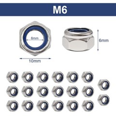Quacc 20pcs M6 Nyloc Steel Nuts, Nylon Locknuts for Fastener, Nylon Inserted …