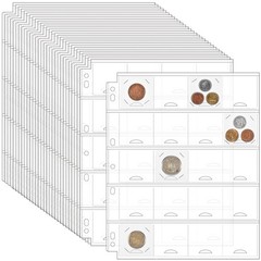 Coin Binder Sheets 30 Sheets 2″ X 2″ Coin Flips – 600 Pockets 7 Holes Coin Pages