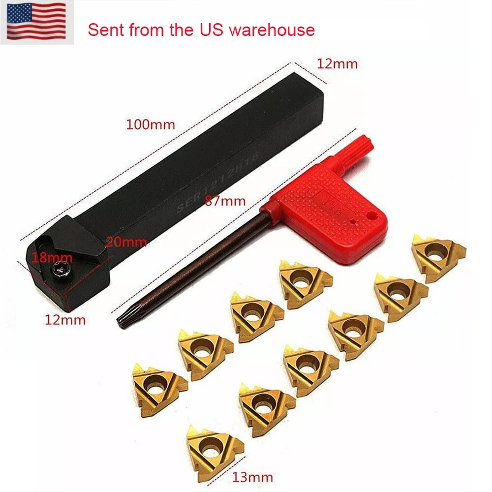 1pc SER1212H16 Lathe Turning Tool Holder+10p 16ER AG60 threading carbide insert