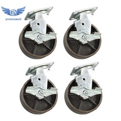 4PCS 6″ Heavy Duty Casters Cast Iron Wheels,Load Capacity 1300LBS with Brake