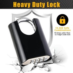 DELSWIN 4-Digit Combination Lock Outdoor Padlock – 1 Piece, Obsidian Black