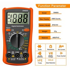 LCD Digital Multimeter AC DC Voltmeter Ammeter Ohmmeter Volt Tester Meter Leads