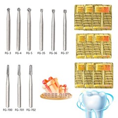 10× Dental Carbide Drill Bur Diamond FG 1.0-1.6mm Burs for High-Speed Handpieces