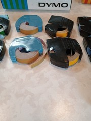1956 DYMO EMBOSSING TAPE Qty 27 Red Green Gold Yellow Blue Orange Brown Black
