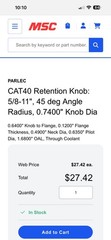 CAT40 Retention Knob: 5/8-11″, 45 deg Angle Radius, 0.7400″ Knob Dia -1 Lot of 9