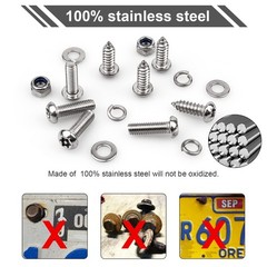 License Plate Screws Kits, Stainless Steel Anti Theft Mounting M6, Silver