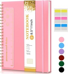 Spiral Notebook Journal 8.5” X 11”, A4 Large Pink Notebooks for Women Men, Colle