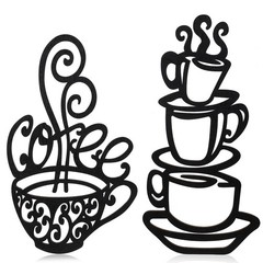 Jetec 2 Pieces Coffee Wall Decor 11.8 x 5.83 inches, 5.9 x 9.84 Black